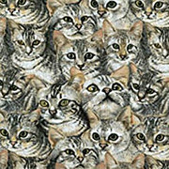 TABBY CATS FABRICCats on Fabric