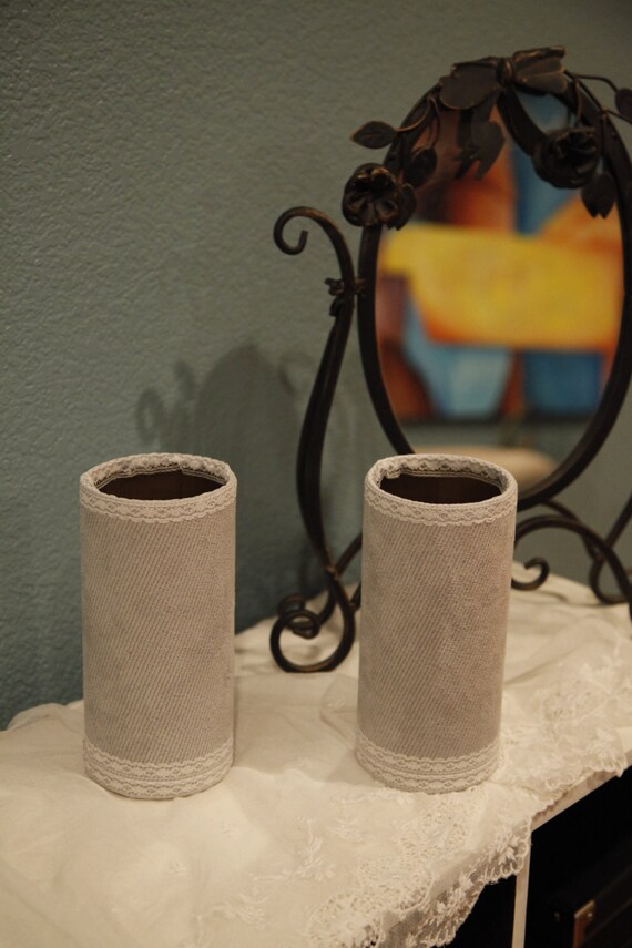 Powder Blue Fabric wrapped Vases by NestingDream on Etsy