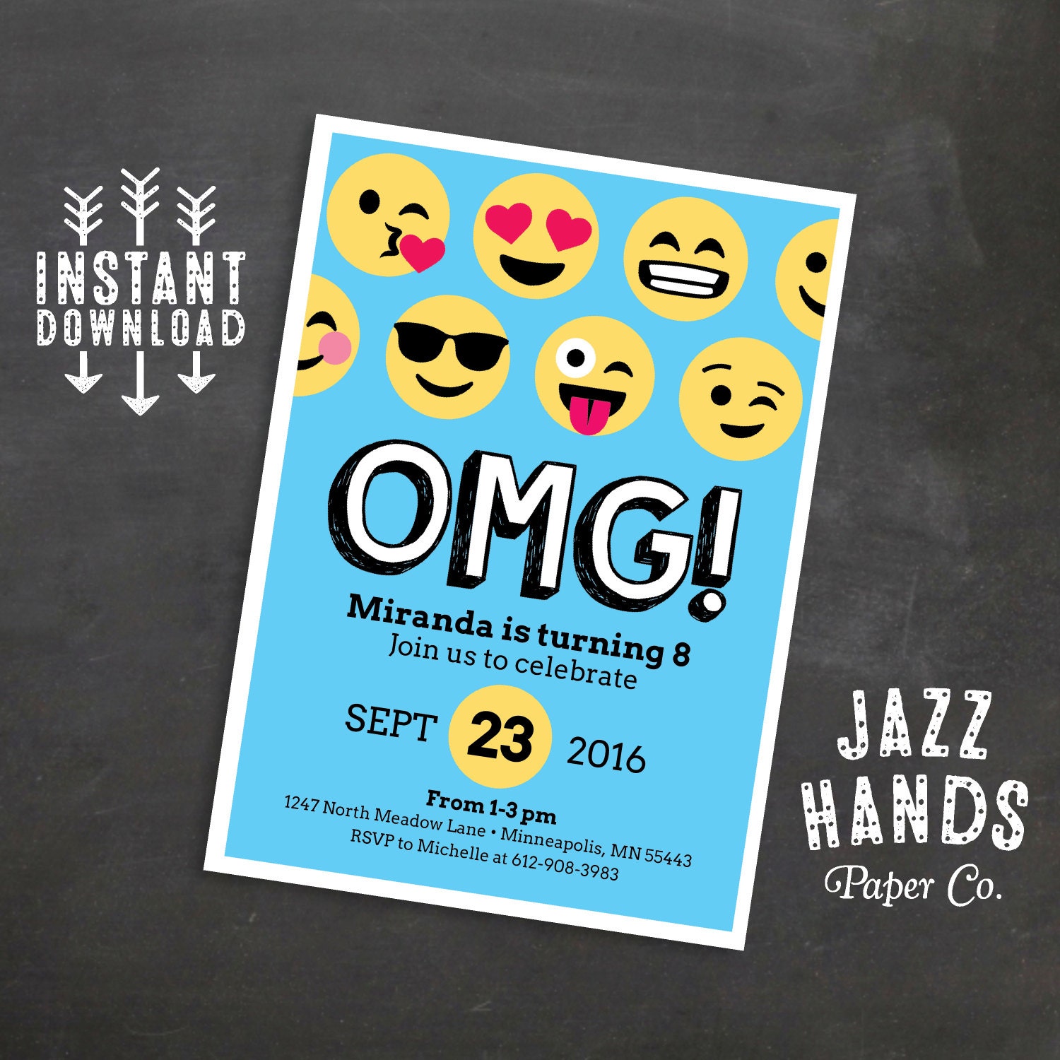 Emoji Birthday Invitation Template Blue Emoji Birthday