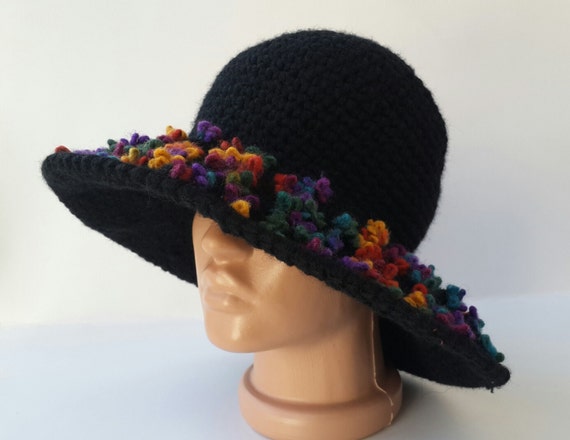 Knit crochet floral hats