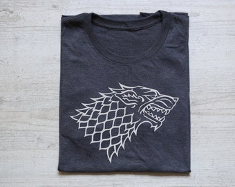 House stark sigil tee t-shirt shirt adult unisex soft triblend vintage house stark sigil tv show tee Game of Thrones shirt heather dark gray