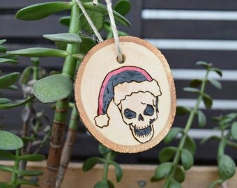 Steampunk Ornament - Steampunk Skull Santa - Steampunk Christmas - Wood Burned Steampunk - Dead Santa Ornament - Alternative Ornament