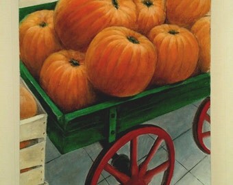 Pumpkins / country vegetable farm unique original oil painting on canvas