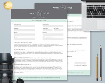 Session Contract Template for Photographer, Photography Wedding Contract Form in MS Word and Adobe Photoshop - INSTANT DOWNLOAD - SC002