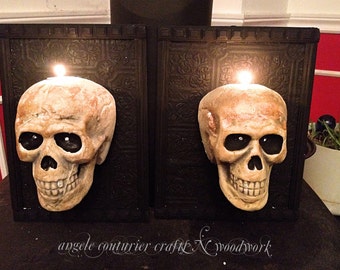 Halloween skull pictures sconces frames goth skulls