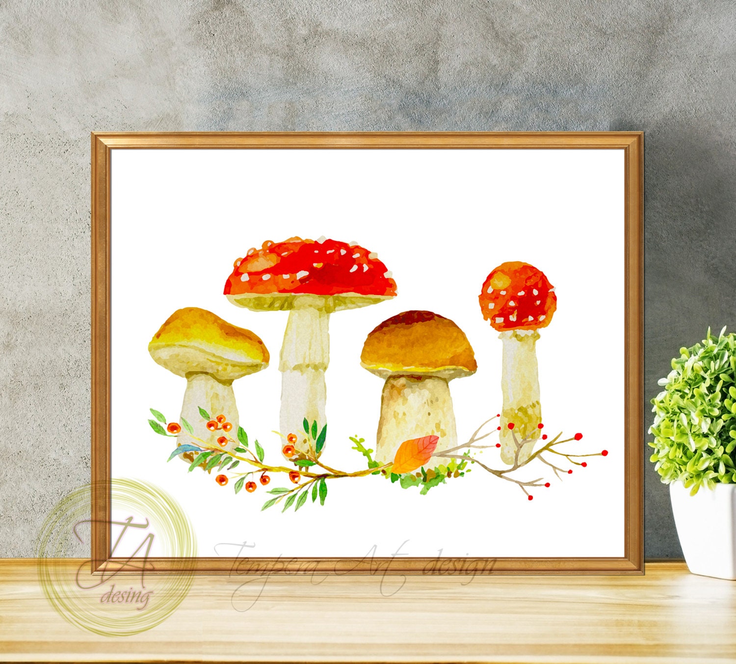 Mushrooms Print Mushroom poster Mushroom fall print Mushrooms
