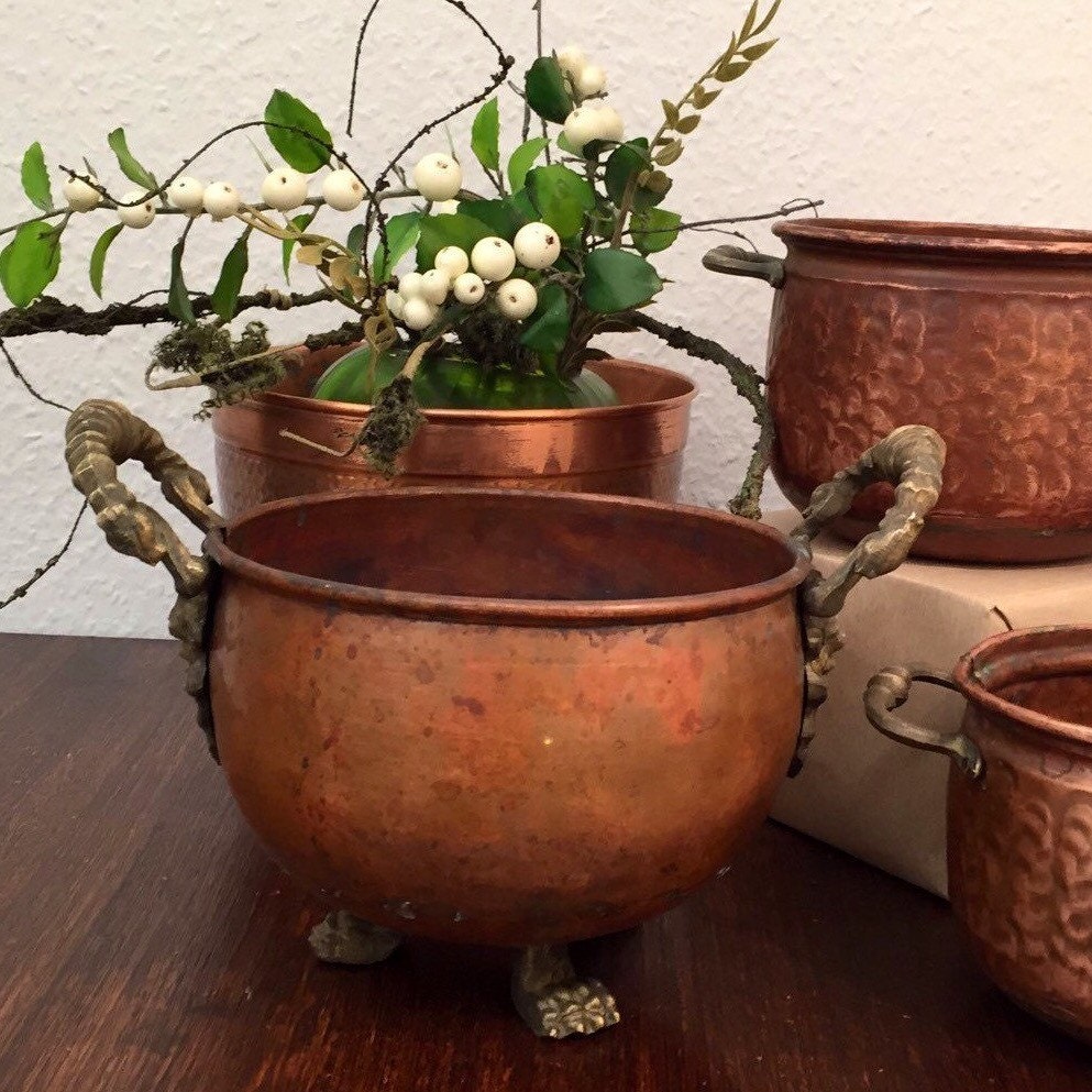 Nice solid copper flower pot copper plant pot by StPauliVintage