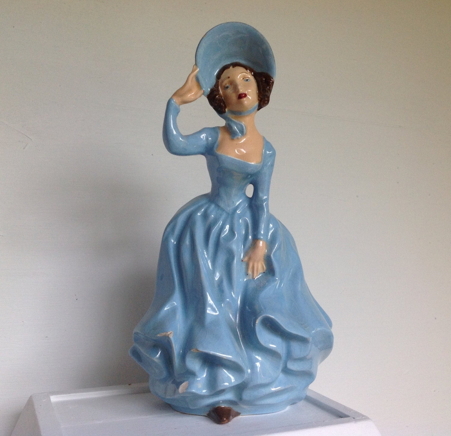 Vintage 1950s Ceramic Figurine Lady HandPainted Vintage