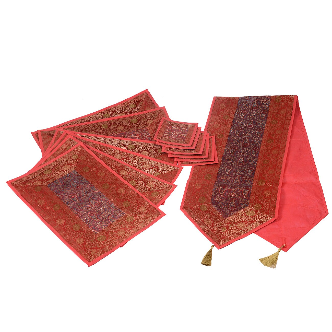 Indian Silk Table Runner with Placemat and by ValintinoTextile