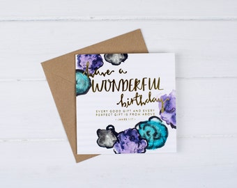 Birthday Card - Every Good and Perfect Gift Is from Above - James 1 17 - Birthday Card for Her - Birthday Card Girlfriend - Happy Birthday
