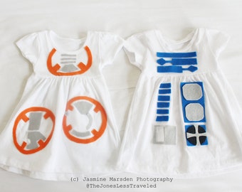 BB8 and R2D2 costume dress for twin/siblings babies and toddlers