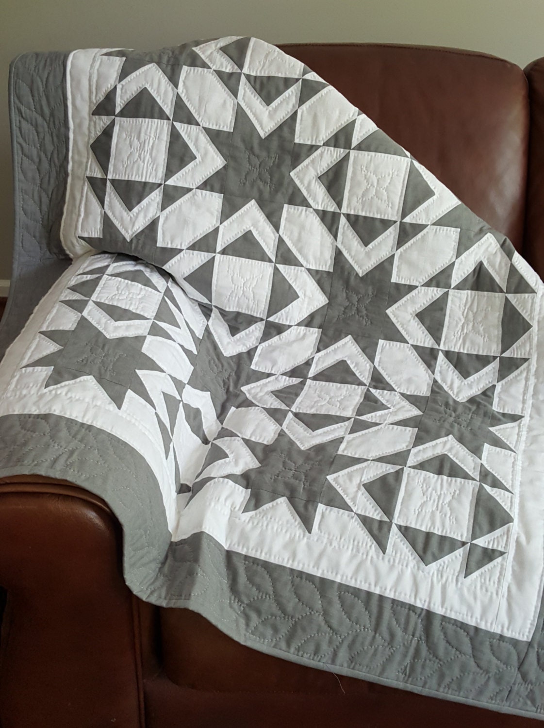 Gray & White Oneofakind Hand Quilted Organic Cotton Baby
