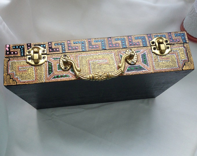 Hand Painted Jewellery Box, Wooden Sewing Box, Exclusive box for jewelry, Unique box for jewelry, Pharaoh, handiwork