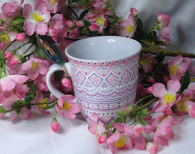 Hand painted mugs, personalized mugs, decorating mugs, coffee mugs, ceramic coffee mugs, large tea mugs, handmade cups, tea pink cup, craft