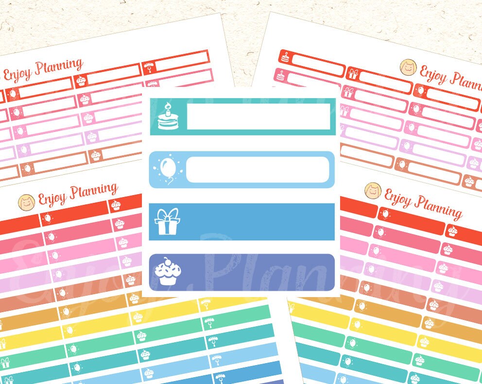 Birthday planner stickers Printable Birthday Stickers Party