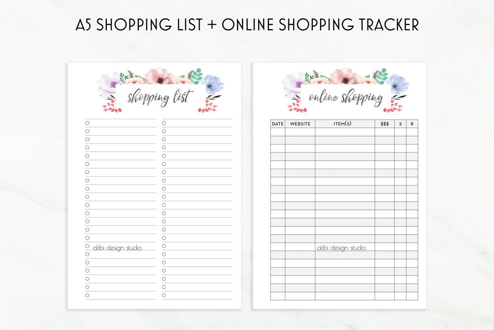 Printable Shopping List Online Shopping Tracker // kikki.K