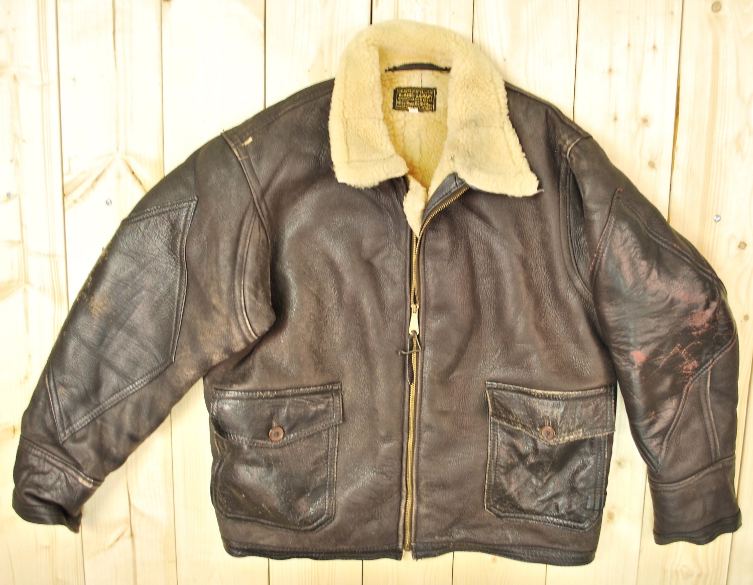 Vintage 1960's/70's Brown US NAVY M444 Leather Flight