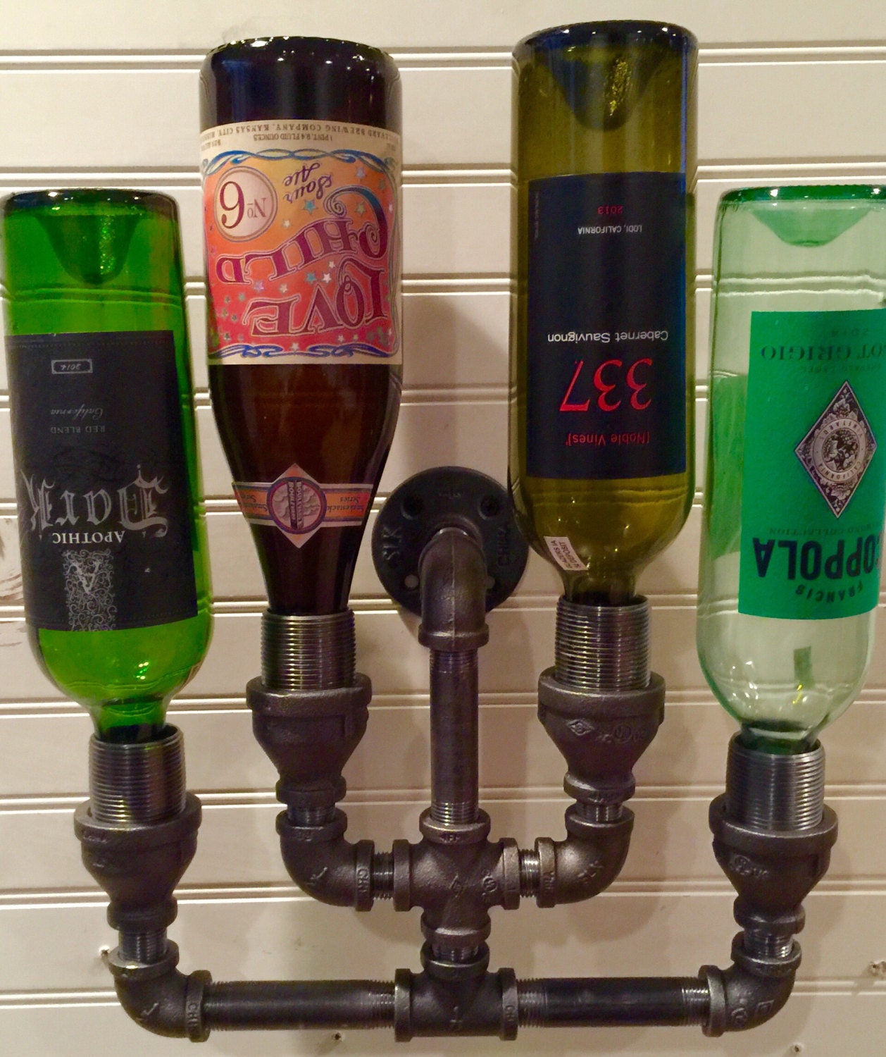 Wine Rack Liquor Bottle Rack constructed of industrial black