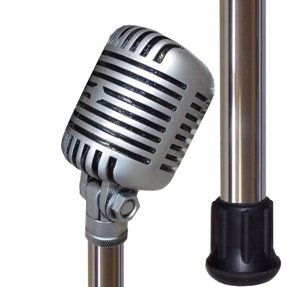 Retro Microphone Handle Polished Aluminum Custom Cane Stick