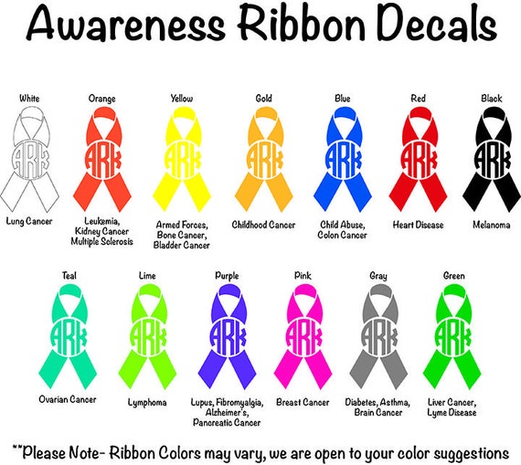 Awareness Ribbon Decals