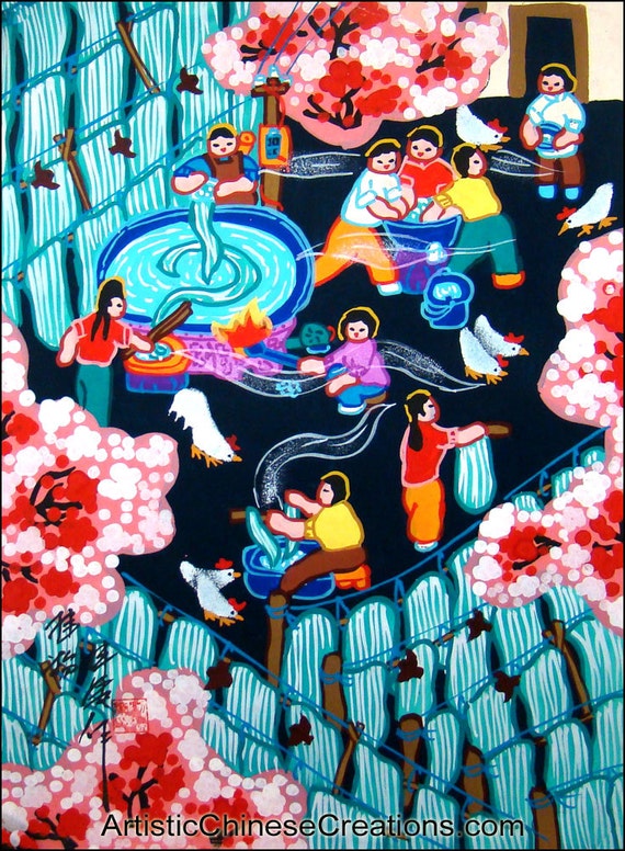 Chinese Folk Art Chinese Peasant Painting Peaceful Life   Il 570xN.1094210707 7bis 