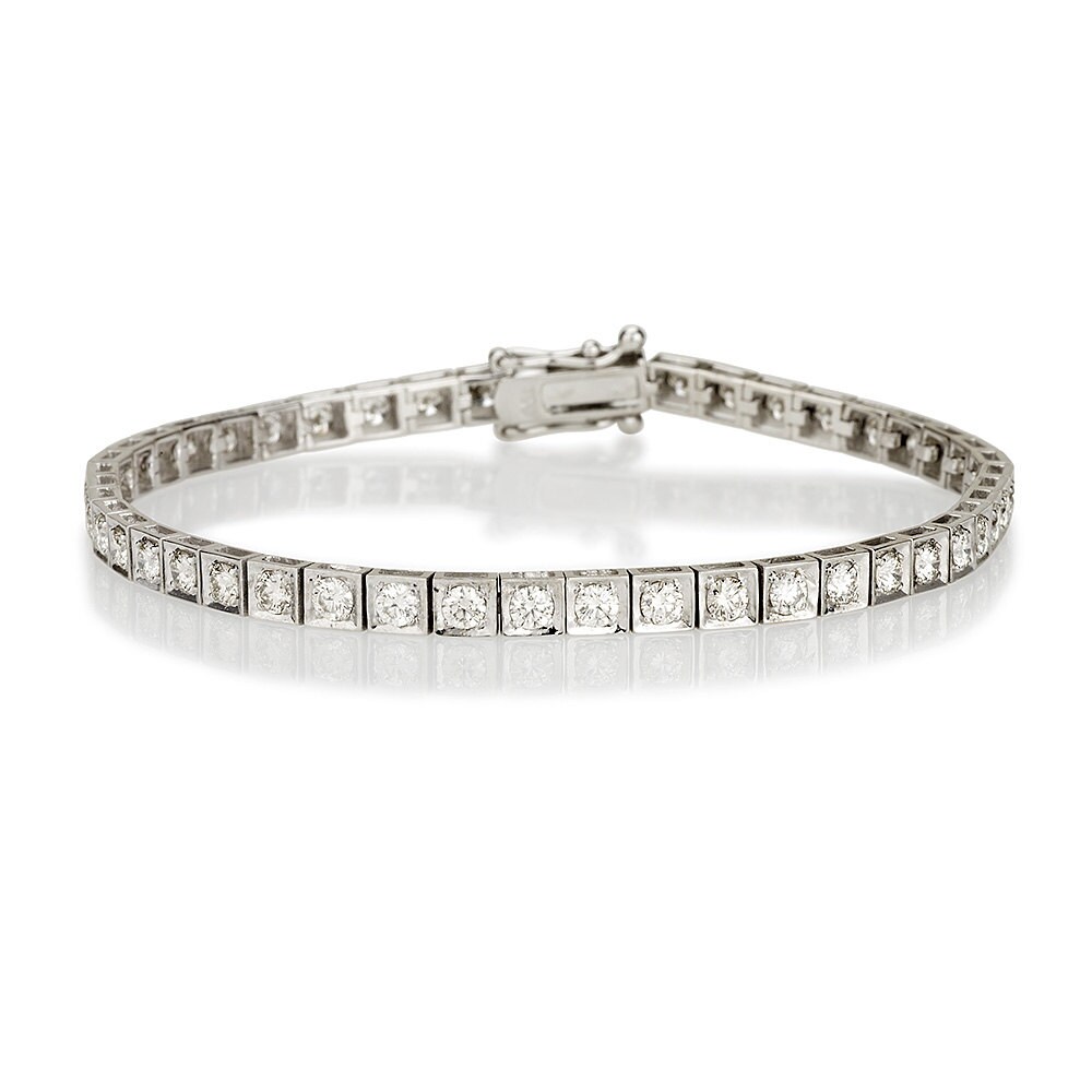Diamond Tennis Bracelet Bezel Setting 14K by LaSpeziafinejewelry