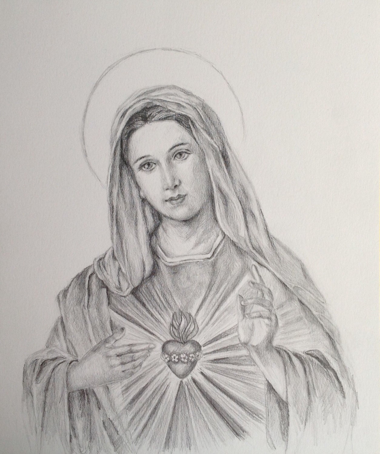 Дева Мария карандашом