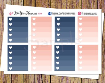 HARPER Peach Navy Ombre Checklist Planner Stickers Ombre Planner Stickers Functional Full Box Stickers Checklist Stickers Heart Planner O103