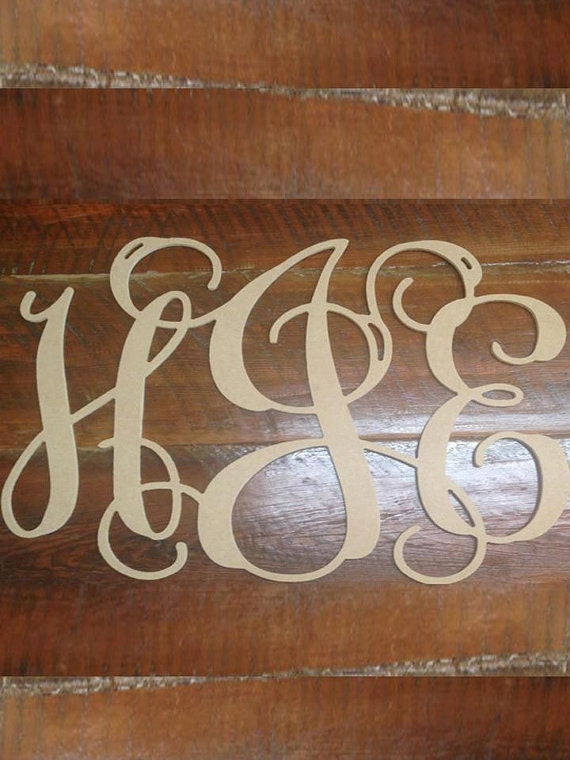 Wood Monogram Initials Wall Decor Hanging Wooden by RoadrunnerLa