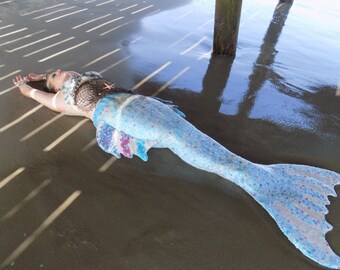 Custom Fully Sequined Fully Siliconed Neoprene Mermaid Tail