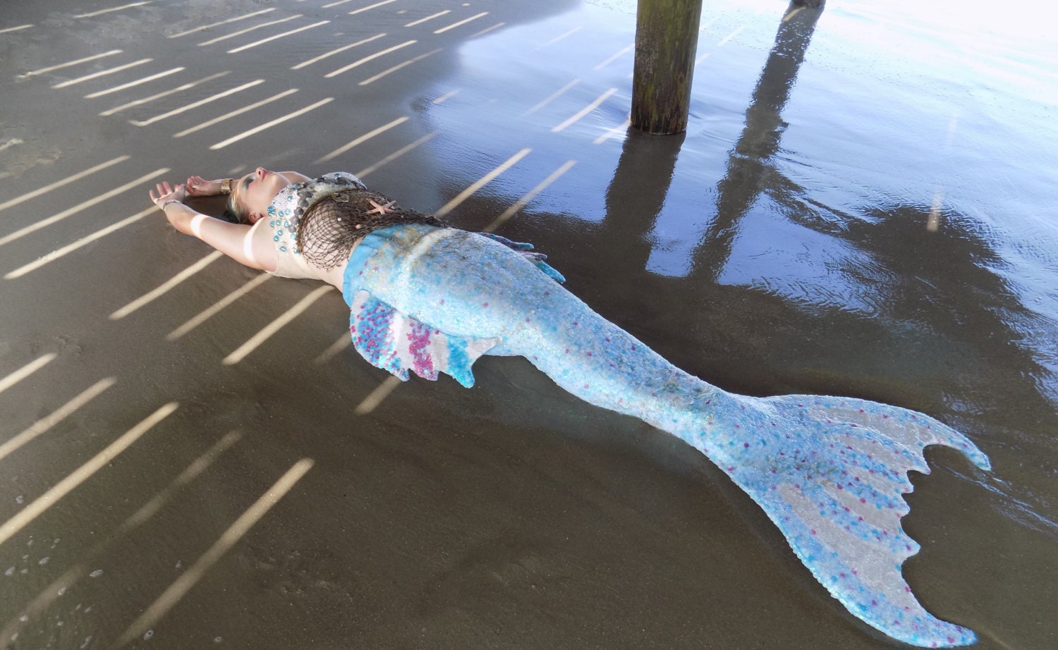 Custom Fully Sequined Fully Siliconed Neoprene Mermaid Tail