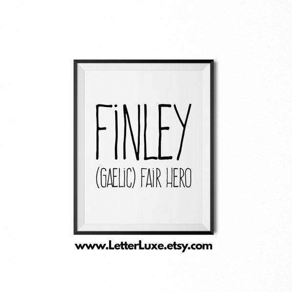 Finley Name Meaning Art Printable Baby Shower Gift Nursery