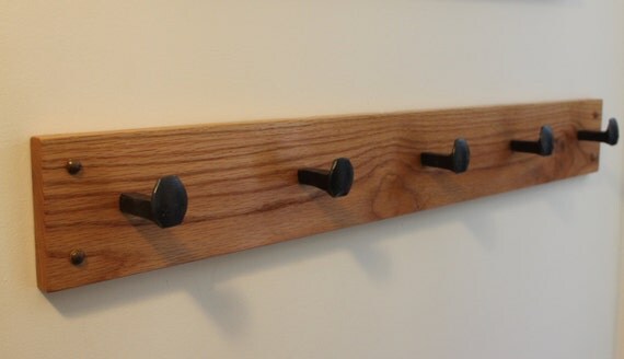 Railroad Spike Coat and Hat Rack With 5 Hooks Multiple