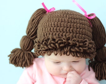 Cabbage Patch Girls Hat, Adorable, Fun Photo Prop, Dress Up, Halloween Costume, Wig - Baby Toddler, Child, Teen Adult Sizes, Custom Colors!