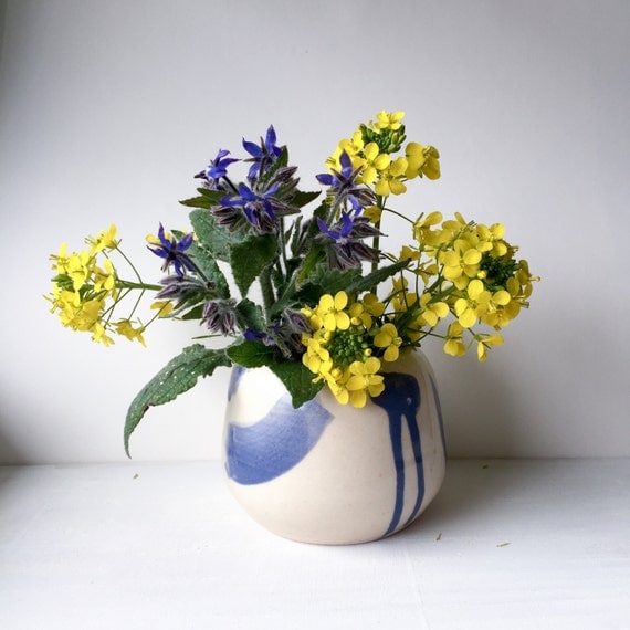 Items similar to Blue & White Egg Vase on Etsy
