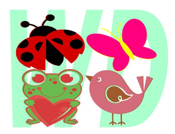 Download Cute frog butterfly bird and lady bug svg dxf by ...