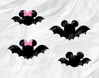 Mickey Bat Svg, Halloween Mickey Svg, Bat Minnie Svg, Halloween Svg, Disney Cutting File, Bat DXF, Cricut File, Silhouette Halloween DXF