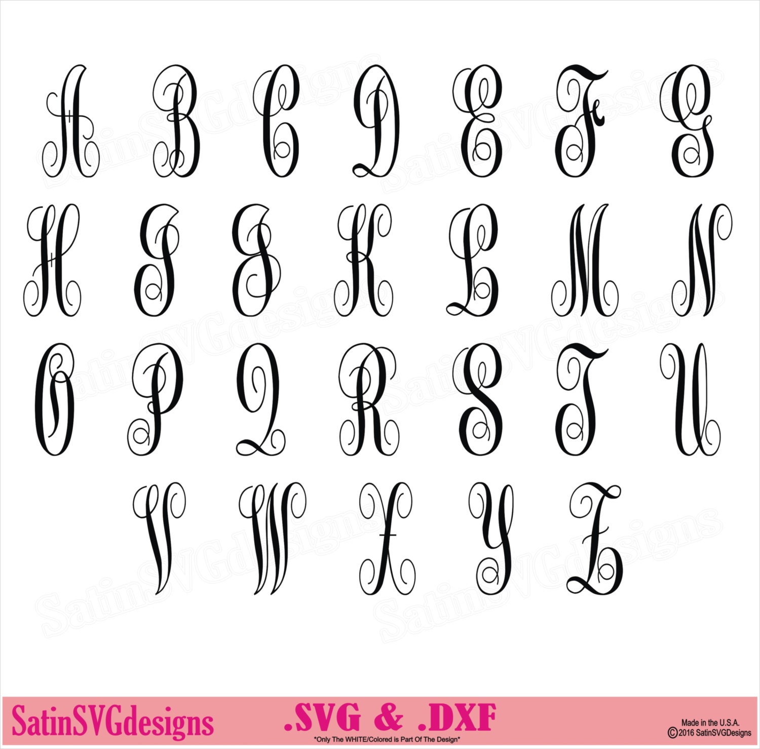 Monoscript Font Design Files For Use With Your by SatinSVGdesigns