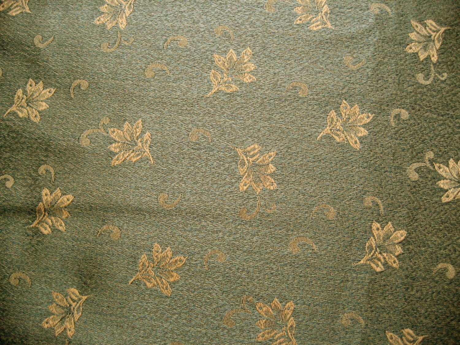 Two Yards of Sage Green and Gold Jacquard Fabric Jacquard
