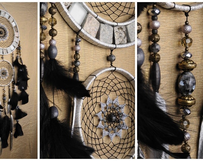 NOW Dreamcatcher silver black mosaic Dream Catcher Large Dreamcatcher New Dream сatcher gift idea dreamcatcher boho dreamcatcher wall silver