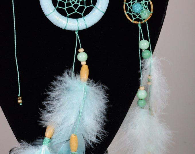 Mint hair clips pendants handmade exclusive Dreamcatcher hair clips pendants Mint DreamCatcher Dreamcatchers gift Christmas mint hair clips