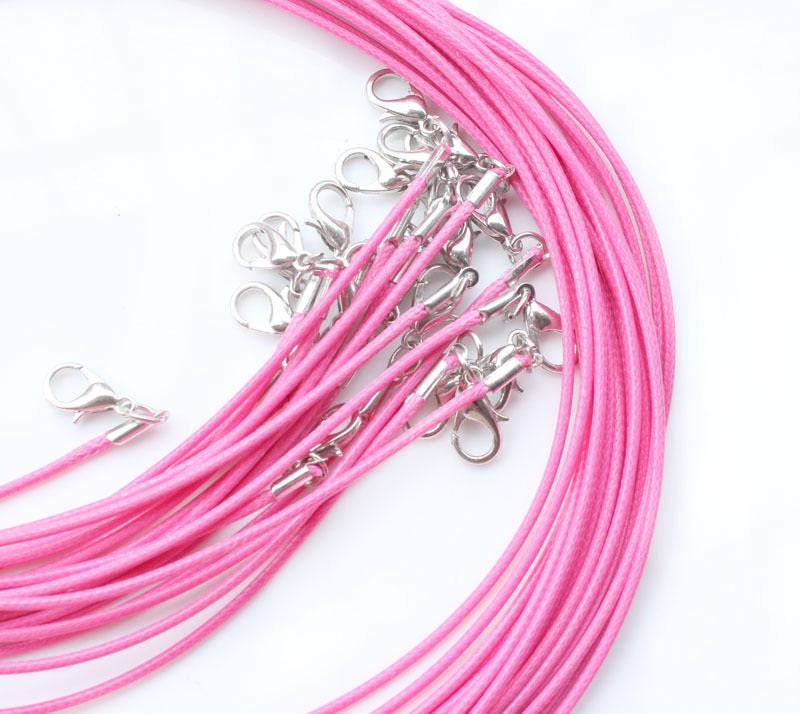 Cord Necklaces, Pink Cord Necklaces, Pink Cord, 18" Necklaces, Wax Cord
