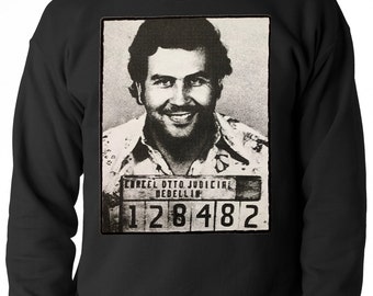 Pablo Escobar Smiling Mug Shot Adult Mens Crewneck Sweatshirt #B628