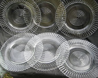 MACBETH EVANS clear PETALWARE Plates Set of 6