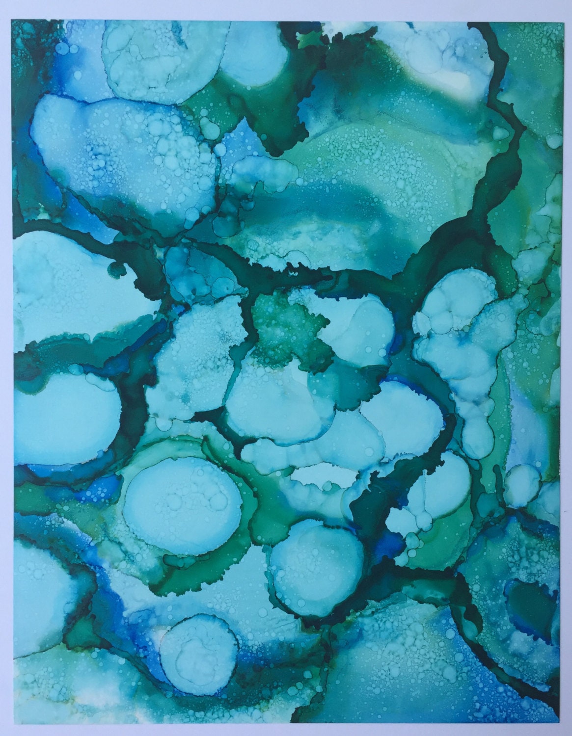 Sea Glass Original Abstract Alcohol Ink by HeidiStavingaStudio