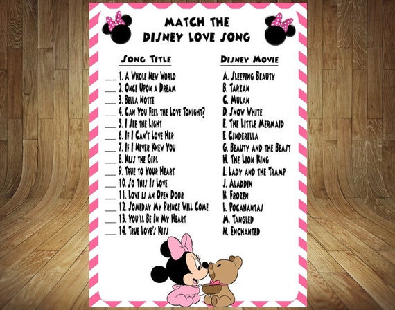 6 games baby shower Match Minnie Disney Mouse Baby the Song Minnie Love Mouse