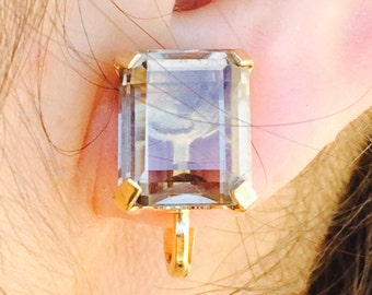 Vintage Winard Clip On Earrings 12KT Gold Filled/Large Stone Earrings/Winard Jewelry/12KT Filled