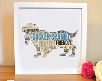 Printable Personalised Cocker Spaniel For Dog Lovers | Personalized Word Art | Bespoke Gift | Digital File | Typography