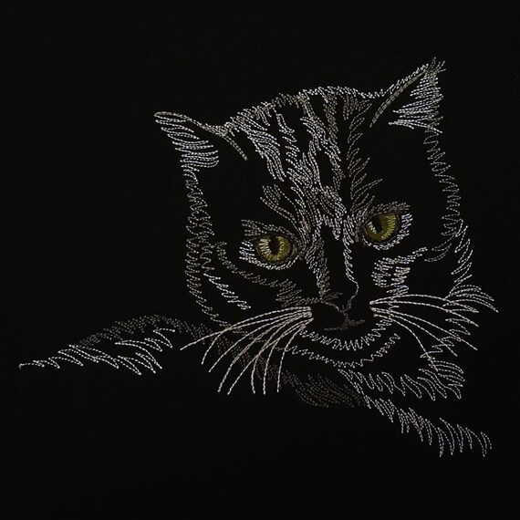 Cat embroidery design Machine embroidery design Outline cat