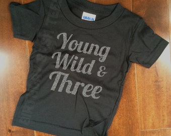 shirt birthday young wild three dinosaur